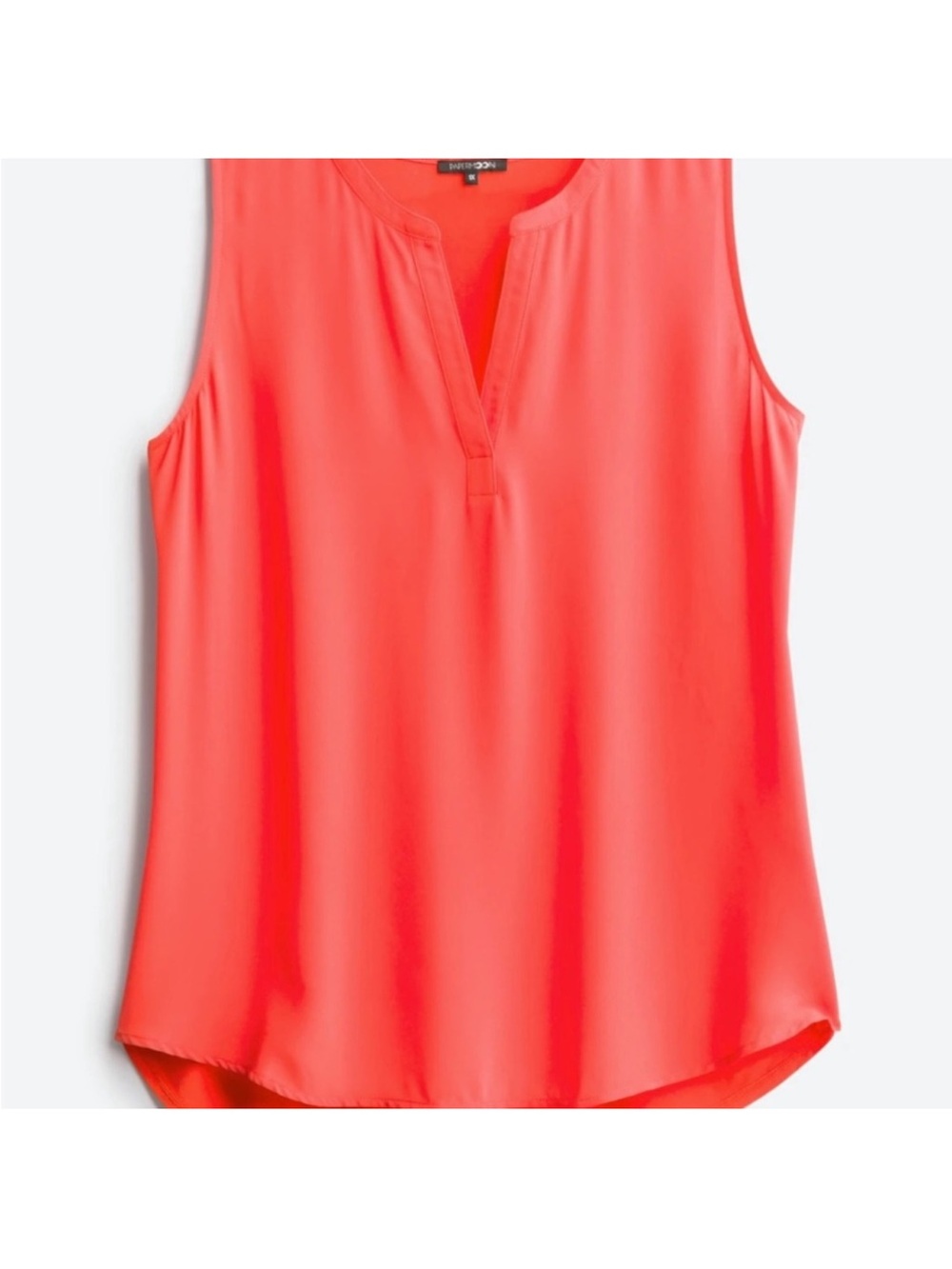 Papermoon Coral Split-Neck Sleeveless Blouse